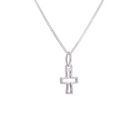 jewellerybox Sterling Silver Tiny Cross Necklace - 16 + 2 Inches, Diamond
