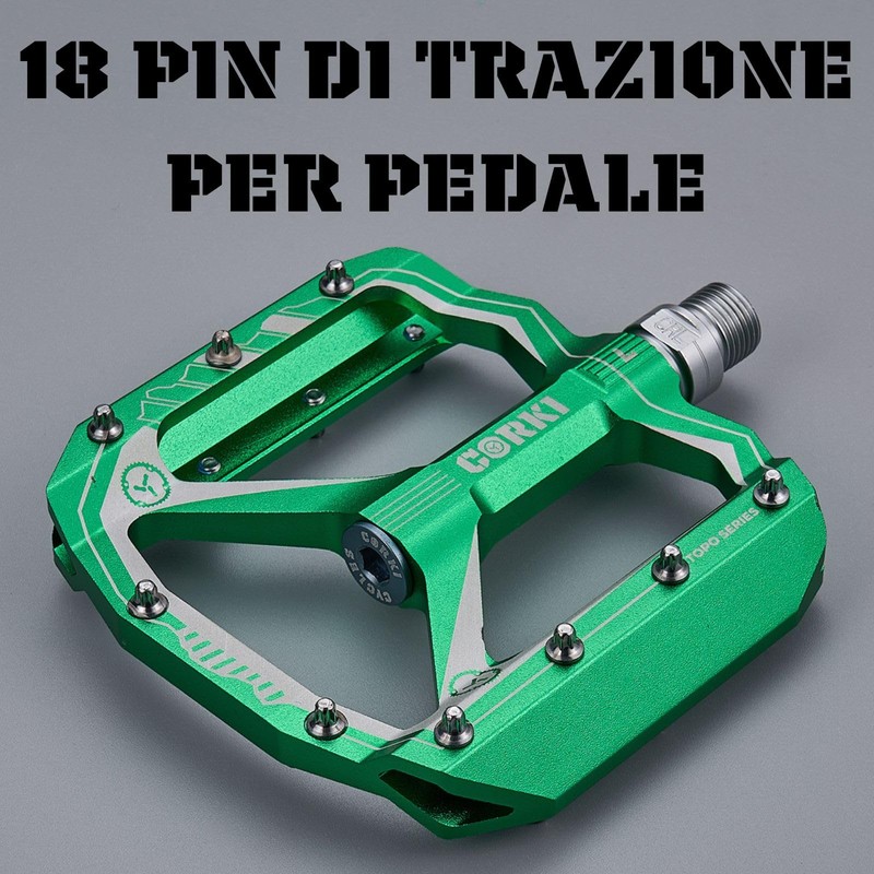 Corki Cycles 特大フラットマウンテンバイクペダル アルミ合金MTBペダル 幅4インチプラットフォームペダル - 9/16インチ - グリーン