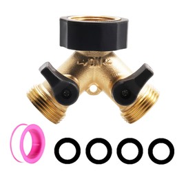 2-way Y distributor with shut-off valves, 3/4 inch connections for two inlet hoses, water connection distributor, for connecting fridge and dishwasher or washing machine