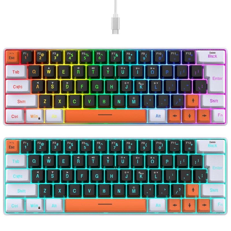Snpurdiri 60 Percent Wired Gaming Keyboard, RGB Backlit Mini Gaming