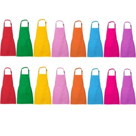 XIEJINJIA 16 Pack Kids Waterproof Apron with Pockets Adjustable Chef Artists Child Bib Cooking Baking Painting for Boys and Girls