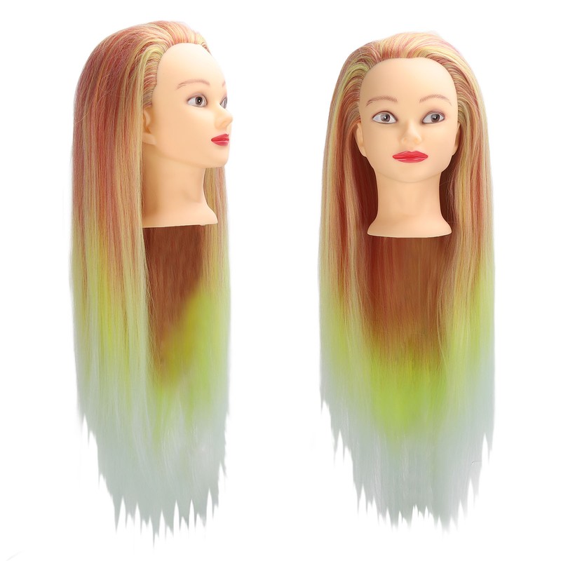 Hairdressing Mannequin Head Synthetic Braiding Hair Hairdresser Head Gradient Orange