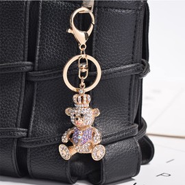 Cute Bling Crystal Animal Keyring Charm Bear Poodle Elephant Pendant (C1)