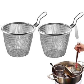 Doyeemei Professional Ramen Dedicated Hot Drainer, Ramen Strainer, Stainless Steel, Strainer, Mesh, Flat Bottom, Hook, Pasta Fried Udon, Udon Tebo, Ramen Strainer, Multi-functional Cookware, Kitchen