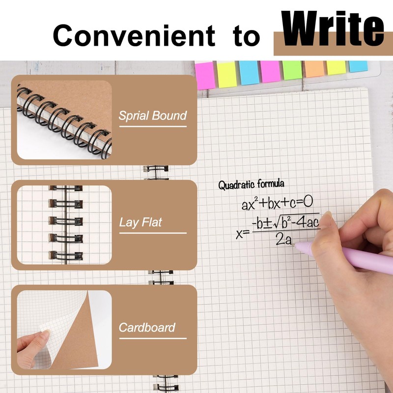 Tikplus A5 Squared Paper Notebook, 2 Pack, 120 Pages/ 60