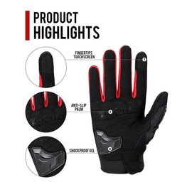 BORLENI Motorcycle Gloves Touch Screen Motorcycle Gloves for Men Women Padding Hard Knuckle Cycling Motorbike ATV Hiking Riding Climbing Gloves