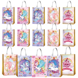KULUJIA 20 PCS Unicorn Party Favor Bags for Birthday Party Supplies, Party Gift Goody Treat Candy Bags Goodie Bags for Party Girls Kids Birthday Decorations
