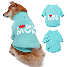 GreenJoy Fleece Dog Sweater with Adorable Design- Stretchy Turtleneck Dog Sweatshirt for Dogs Cats,Soft & Warm Dog Cold Weather Pullover for Everyday Wear (Light Blue(I Love My Mom), Medium)