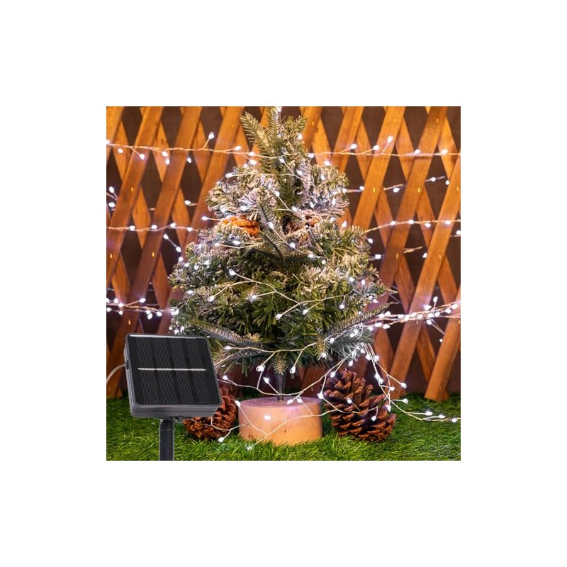 PCORES 20FT 200LED Solar String Lights, Outdoor Waterproof 8 Modes,
