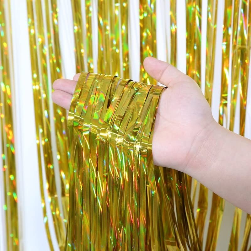 Gold Foil Curtain Fringe Tinsel - 2 Meter Door Backdrop