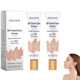2Pcs BB Blur Tinted Moisturizer SPF 30,BB Cream Tinted Moisturizer, BB Tinted Care Primer,Hydrates & Smooths Your Skin. (Natural)