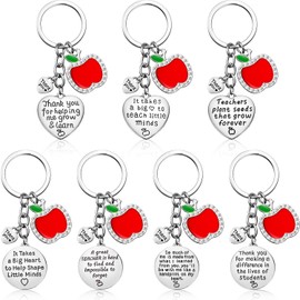 Zhanmai 7 Pcs Teacher Appreciation Gifts for Women, Heart Keychain Set (Care)