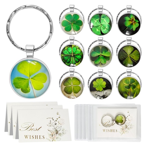 ZUYIST 10 PCS Good Luck Keyring Set, Alloys Keychain Four