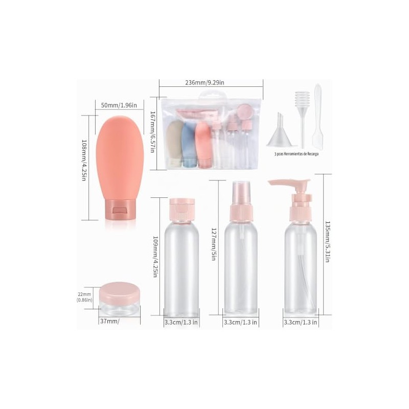 Botellas de Viaje Silicona 11 Pack, Juego de Botes Viaje