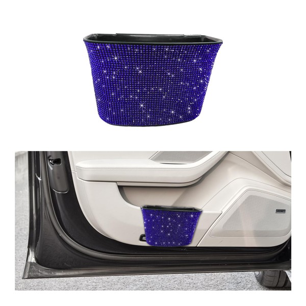 Dickno Bling Car Trash Can, Crystal Vehicle Hanging Garbage Container,