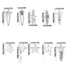 lasuroa 18pcs Y2K Star Hair Clips, 2000s Retro Style Silver Star Barrettes Punk Kawaii Y2K Hair Accessories for Women Girls Long Short Curly Wavy Styling