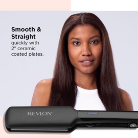 REVLON Smooth and Straight Ceramic Flat Iron | Fast Results, Smooth Styles (2 in)