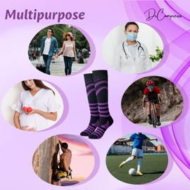 Dr Compresss Graduated Compression Socks | For Women & Men | 20-30MMHG | Best For Circulation, Media, Nurse, Running, Pregnancy, Travel and More (Purple, Small-Medium)