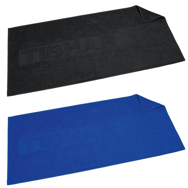 Tibhar Table Tennis Towel Relief Beta | New Logo | 50 x 100 cm | Black | Blue (Blue)