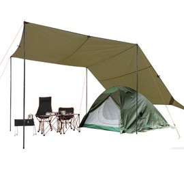 GEERTOP Large Camping Tent Tarp 17 x 10ft Portable Hammock Rain Fly Tarp with Poles Waterproof Backpacking Hammock Tarp for Outdoor Travelling