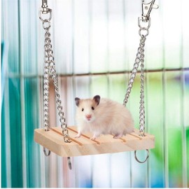 LiJuanWang Hamster Swing, Hanging Bed Hamster, Wooden Swing Hanging Bed, Dental Care, for Guinea Pigs, Chinchillas, Gerbils, Mice, Rats, Mouse