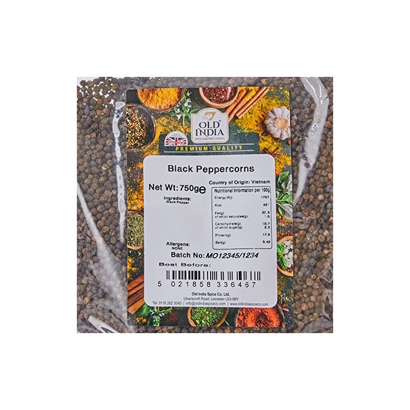 Old India Black Peppercorns 750 g