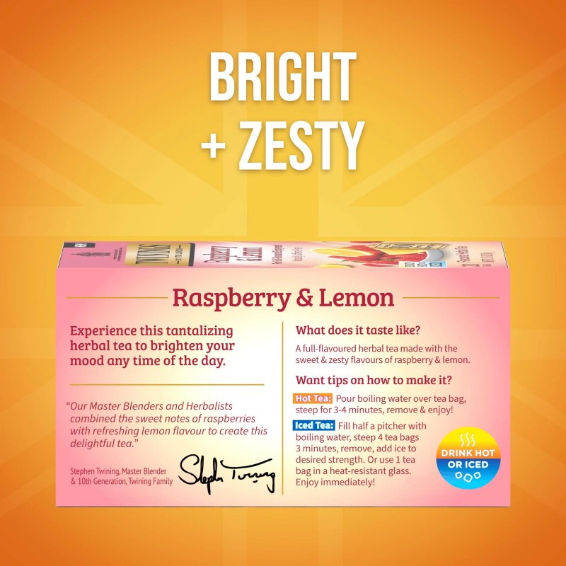 Twinings Raspberry Lemon Herbal Tea 120 Bags Caffeine Free Fruity