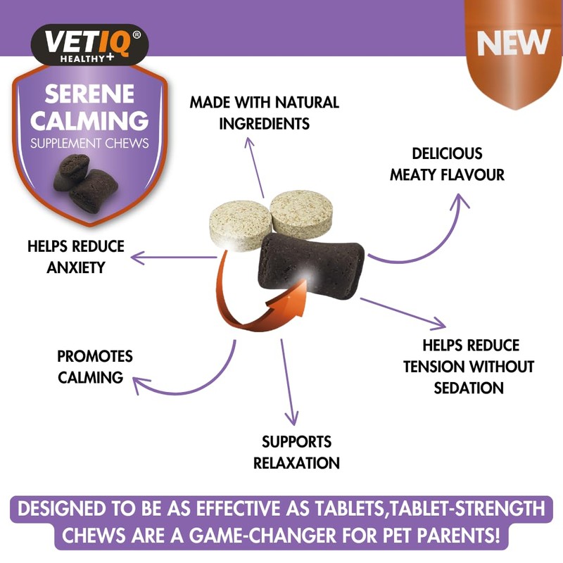 VETIQ Serene Calming Supplement Chews for Dogs and Puppies, Tablet
