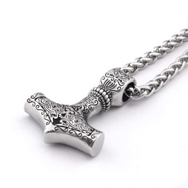 Gungneer Mjolnir Thor Hammer Pendant Norse Viking Stainless Steel Necklace