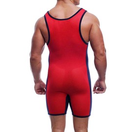 GYMAPE Mens One Piece Wrestling Singlets Singlet Basic Layer Fishing Breathable Wrestling Uniform Underwear Pajamas Red-Black M