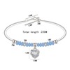 Aquamarine Heart Bracelet for Women,Dainty Platinum Healing Crystal Jewelry with