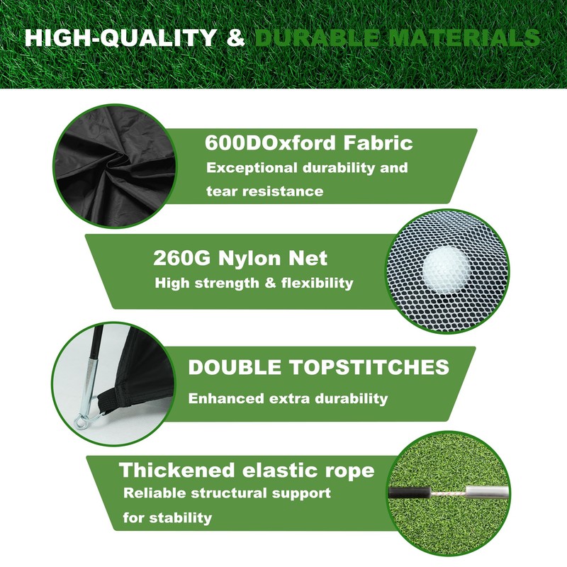 Golf Net, 10x7 Ft Golf Hitting Net with Tri-Turf Mat,