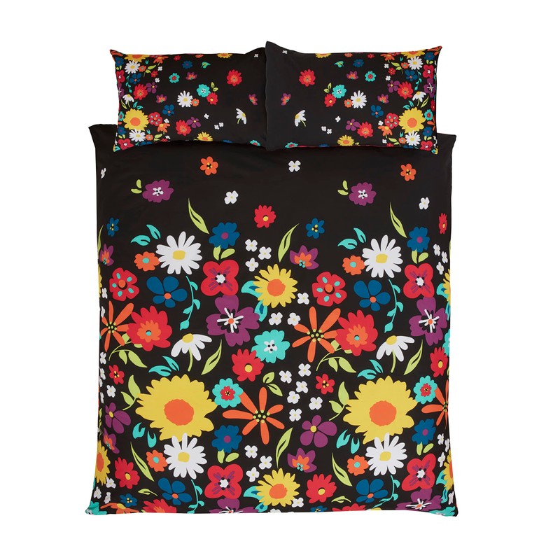 Rapport Home Brighton Floral Black Duvet Cover Set Single Multicoloured