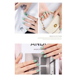 BECKYSTAR Classic Gel Nail Stickers-1 - Salon-Quality, Long-Lasting, and Easy to Apply & Remove - Works with Any Nail Lamps - Includes 2 Prep Pads, Nail File & Wooden Stick (C.Basil)