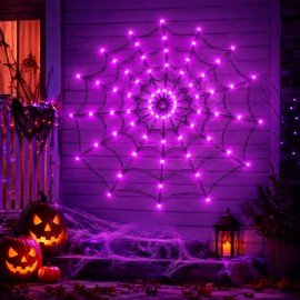 Halloween Spider Web LED Light for Party Décor – Purple 4.5V PVC Accent Lighting for Haunted House Displays