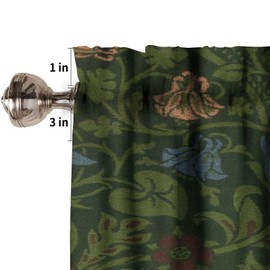 ICMOLYYENLO William Morris Valance Vintage Green Floral Plant Print Kitchen Short Curtain Living Room Bedroom Window Ceiling Small Curtain 54x18 Inch 1 Piece