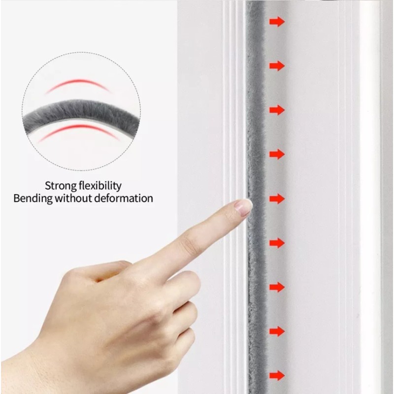 Estuchelandia 3mt Tira Sellado Cepillo Cinta Polvera Puerta Ventana 9x15mm