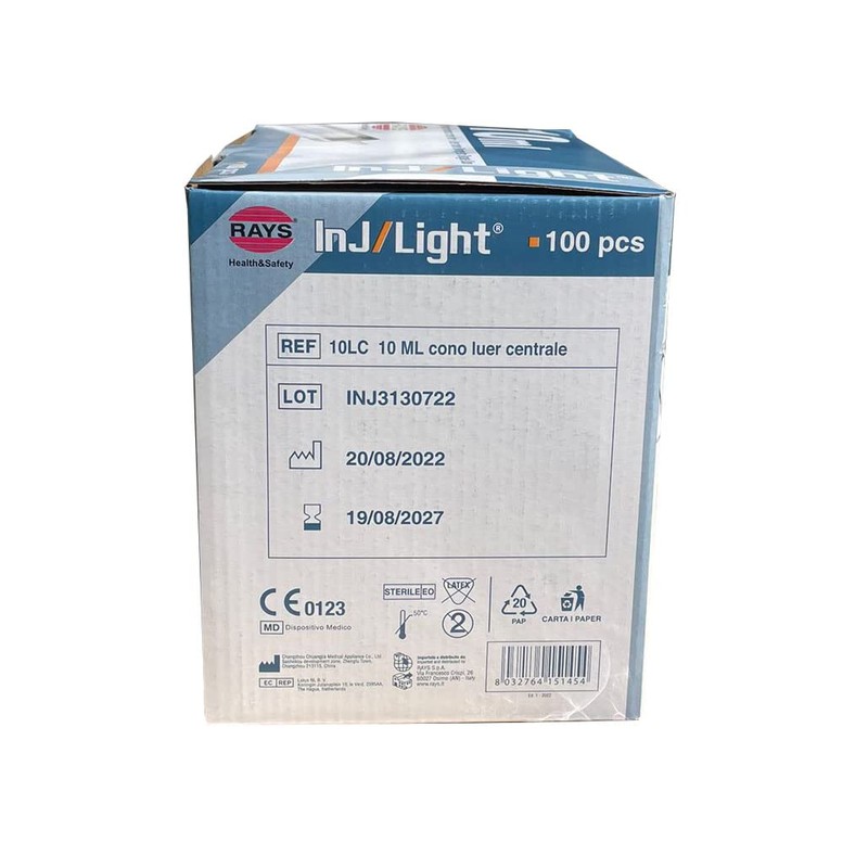 Rays 10ml syringe - Box of 100 Sterile Latex Free