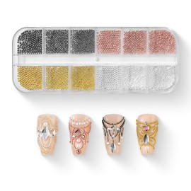 HAIKING Nail Art Mini Beads, 1 Box Nail Decoration Beads for Nail Tools (4 Colors)