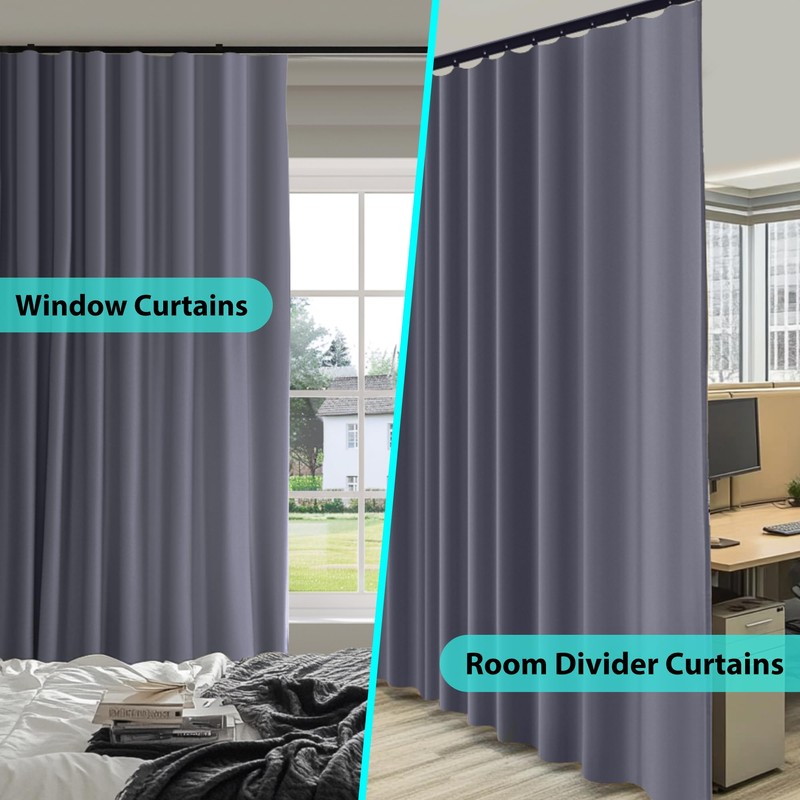 Room Divider Blackout Curtains Flexible Sliding Tracks Sets Ceiling Mounted
