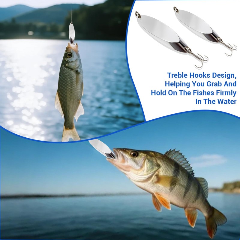 FishingPepo 5pcs Fishing Lures Spoons Trout Lures Hard Metal Spinner