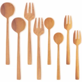 Nagao Sao Tree Dinner Cutlery Set of 8 Wood Natural