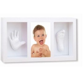 Cangaroo Baby Plaster Cast 3D Hand and Footprint Set, Wooden Photo Frame, Colours: White