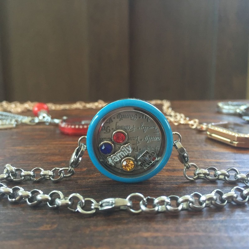 Lightning Bolt On Black Floating Locket Charm