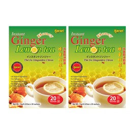 Honsei Instant Ginger Honey and Ginger Lemon Tea Set, 20 Sachets Each Flavor Total 40 Sachets (Ginger Lemon - 2 Pack)