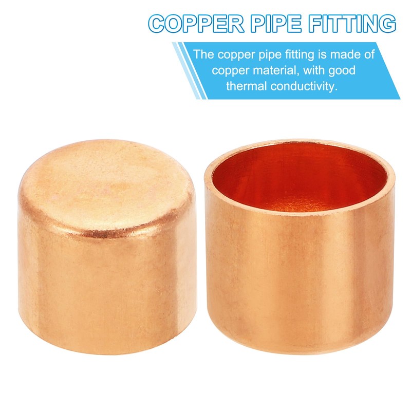 PATIKIL 5/8" Copper Pipe End Cap, 1Pcs Copper Fitting Cap