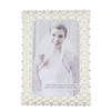 White Pearl and Crystal Plastic Picture Frame for Tabletop Display