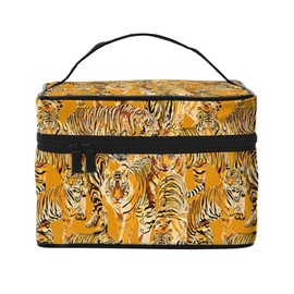 ILEABEC Tigers Travel Makeup Bag for Women Large Cosmetic Bags Portable Makeup Organizer Bag Vacation Toiletry Bag Girls Makeup Storage Case