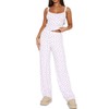 SOLILOQUY Women 2 Piece Pajama Set Sleeveless Lace Patchwork Cami