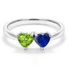 Gem Stone King 925 Sterling Silver Double Heart Shape Green